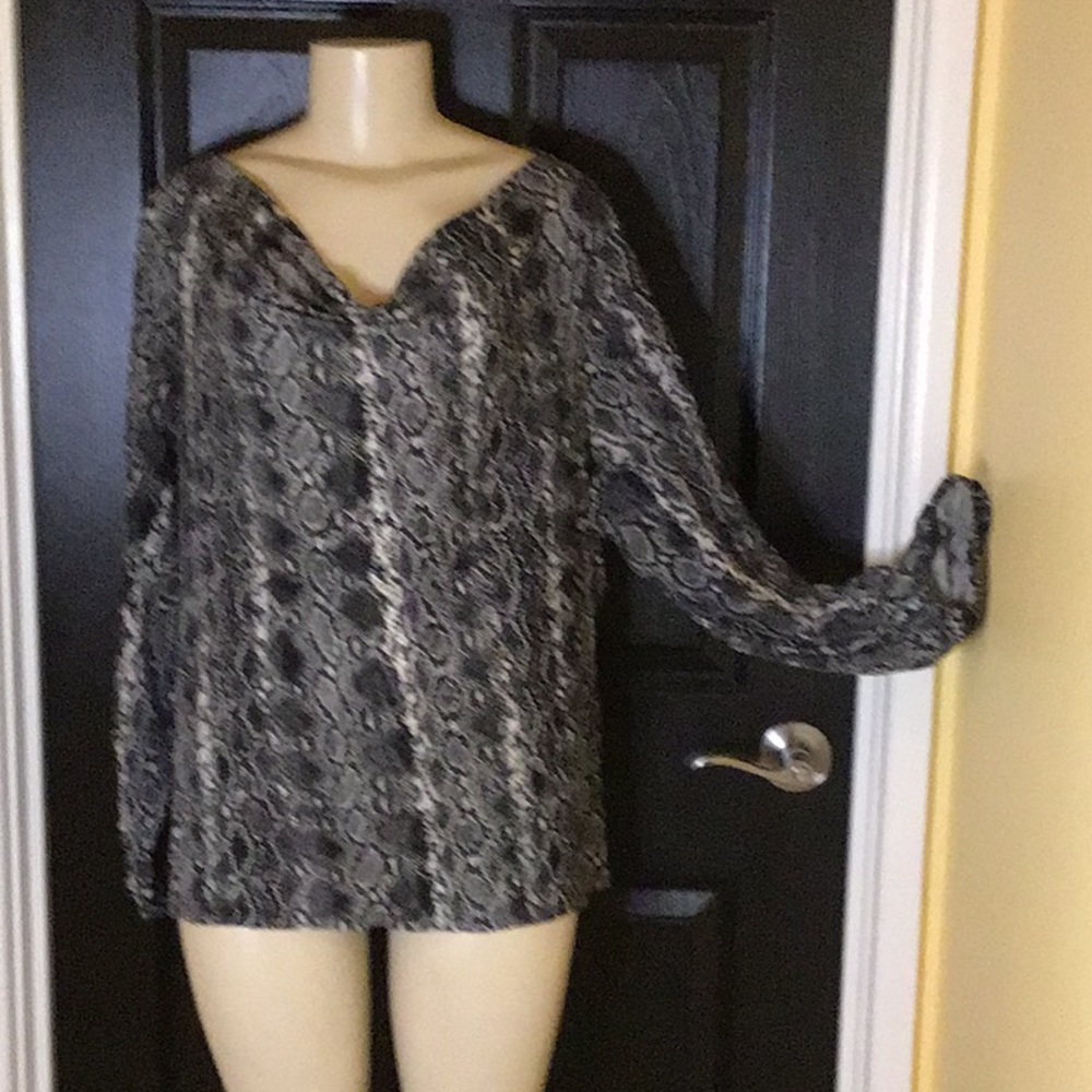 Black and white snakeskin print with draped front